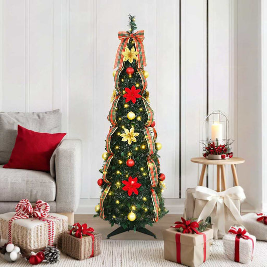 Árvore de Natal Artificial com 100 LEDs Verde 155 cm PVC