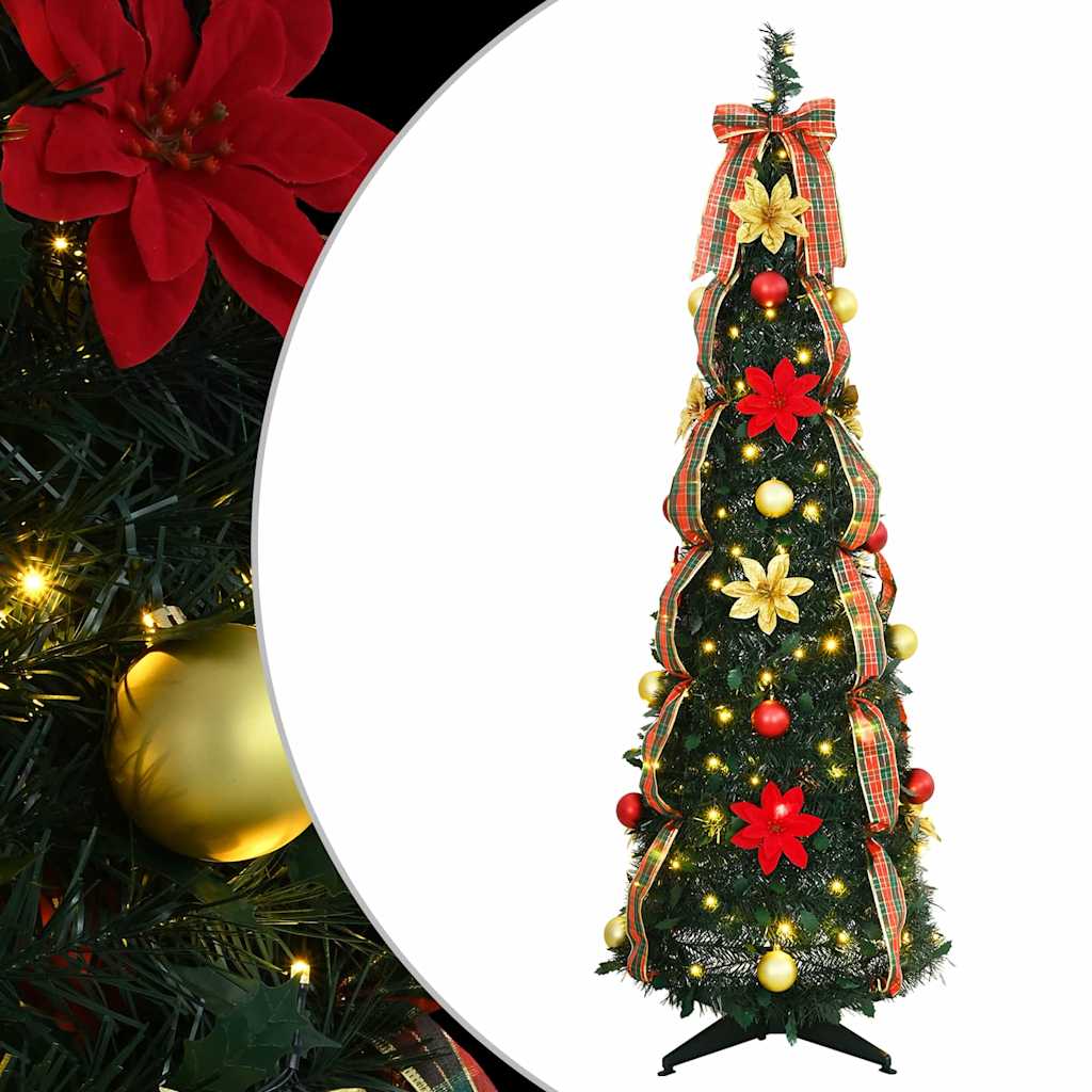 Árvore de Natal Artificial com 100 LEDs Verde 155 cm PVC