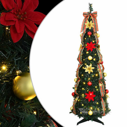 Árvore de Natal Artificial com 100 LEDs Verde 155 cm PVC