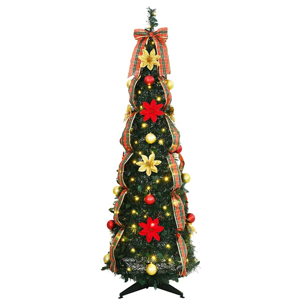 Árvore de Natal Artificial com 100 LEDs Verde 155 cm PVC