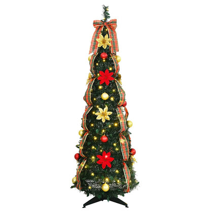 Árvore de Natal Artificial com 100 LEDs Verde 155 cm PVC