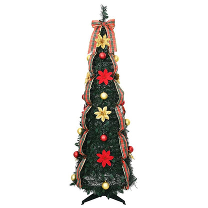Árvore de Natal Artificial com 100 LEDs Verde 155 cm PVC