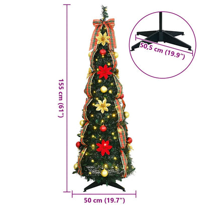 Árvore de Natal Artificial com 100 LEDs Verde 155 cm PVC