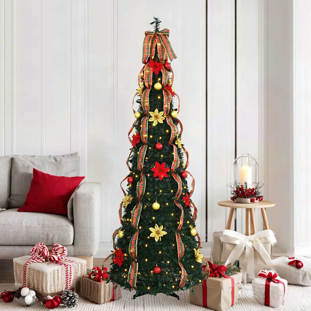 Árvore de Natal Artificial com 150 LEDs Verde 185 cm PVC