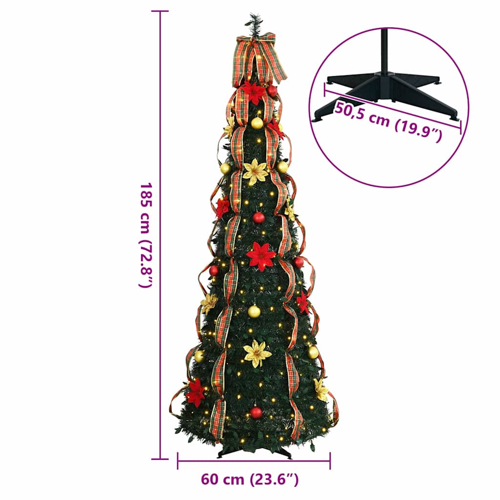 Árvore de Natal Artificial com 150 LEDs Verde 185 cm PVC