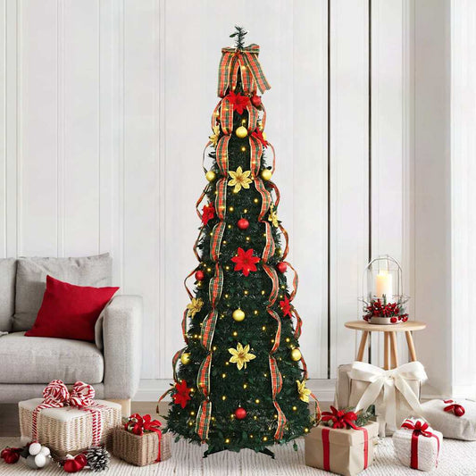 Árvore de Natal Artificial com 200 LEDs Verde 215 cm PVC