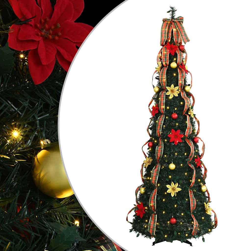 Árvore de Natal Artificial com 200 LEDs Verde 215 cm PVC