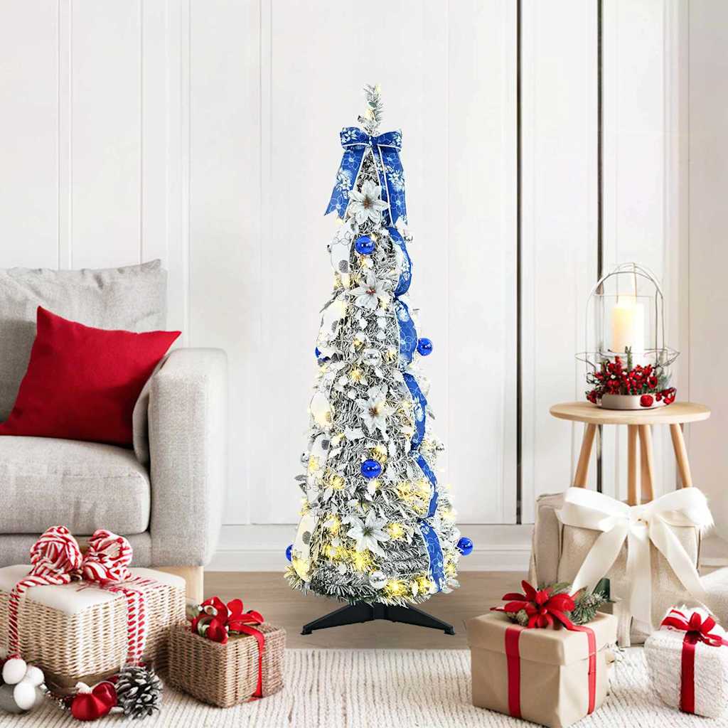 Árvore de Natal Artificial com 50 LEDs Branco 120 cm PVC
