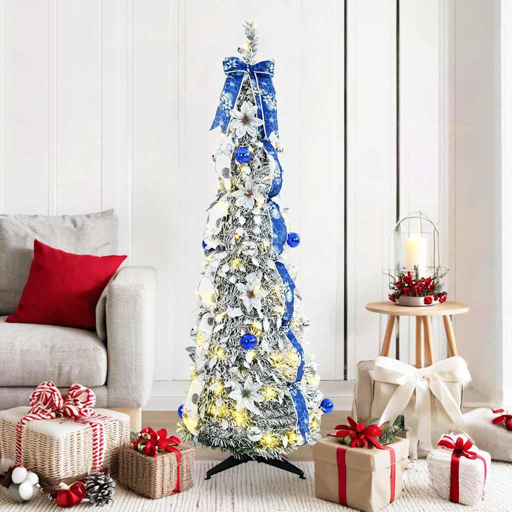 Árvore de Natal Artificial com 100 LEDs Branco 150 cm PVC