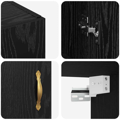 Armário de Parede 2 pcs Carvalho Preto 69,5 x 34 x 90 cm