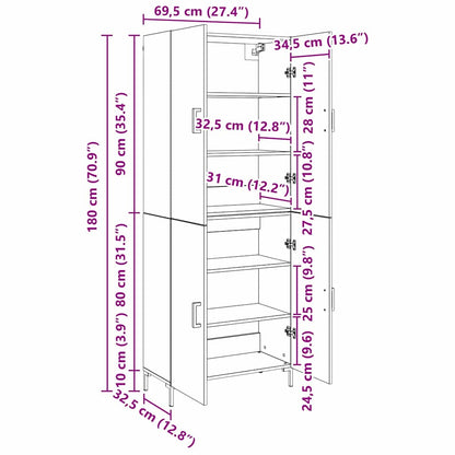 Buffê carvalho artisiano 69,5 x 34 x 180 cm Madeira processada