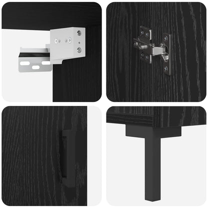 Buffê Carvalho preto 69,5 x 34 x 180 cm Madeira processada