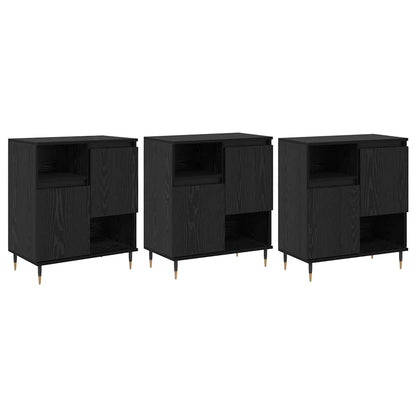 Aparadores 3 pcs Carvalho preto 180 x 35 x 70 cm