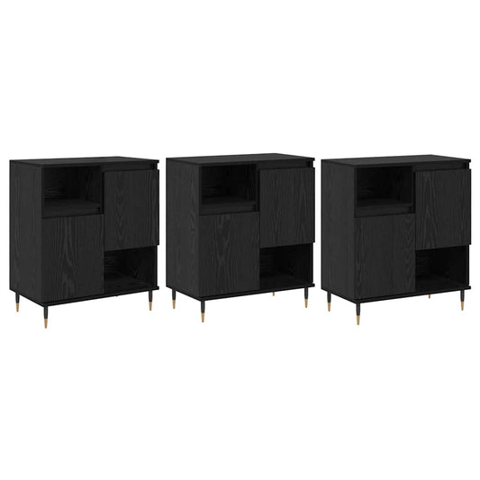 Aparadores 3 pcs Carvalho preto 180 x 35 x 70 cm