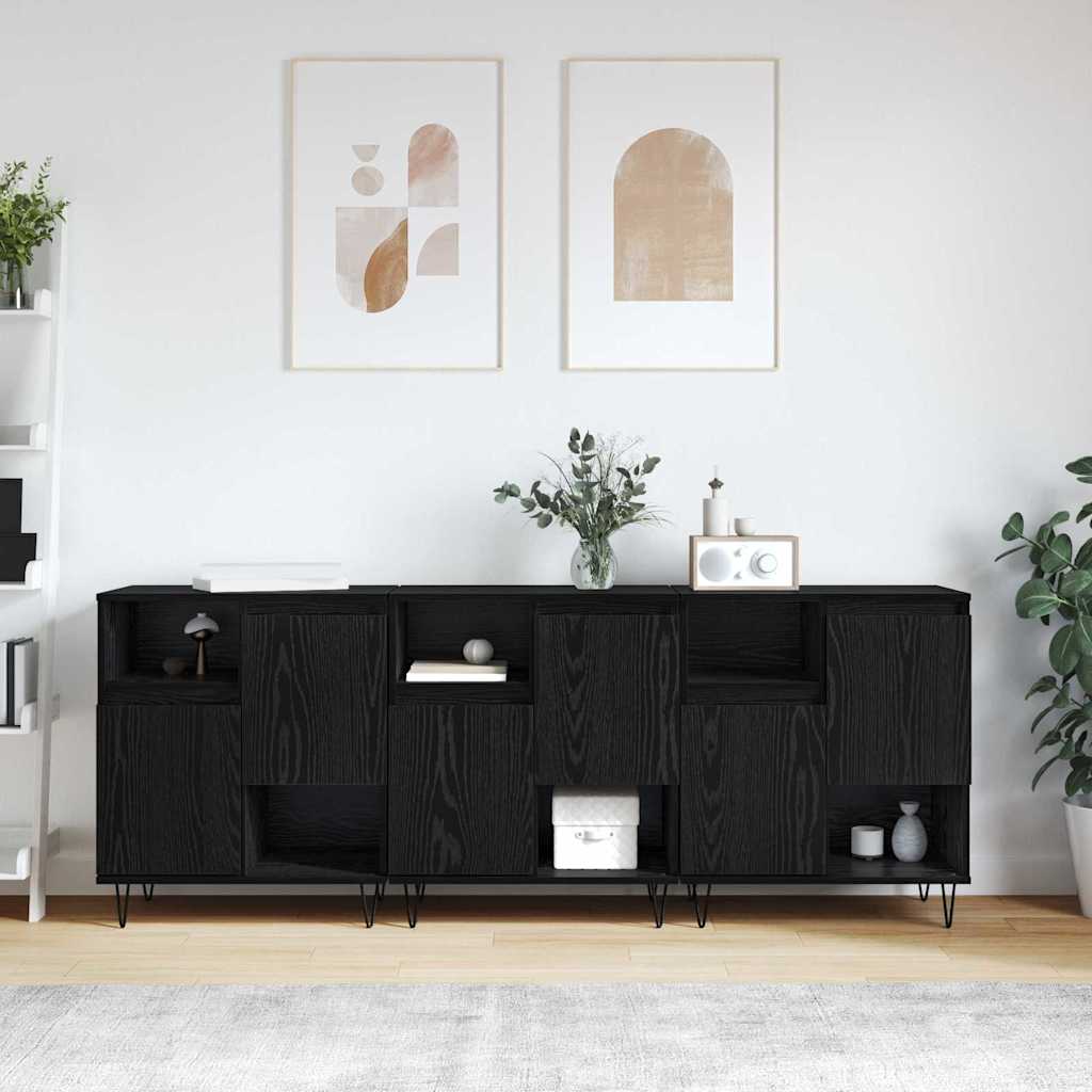 Buffet 3 pcs Carvalho Preto 60 x 35 x 70 cm