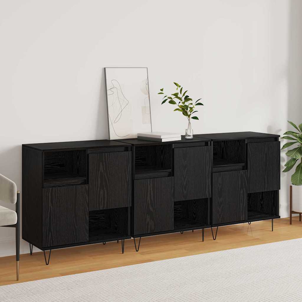 Buffet 3 pcs Carvalho Preto 60 x 35 x 70 cm