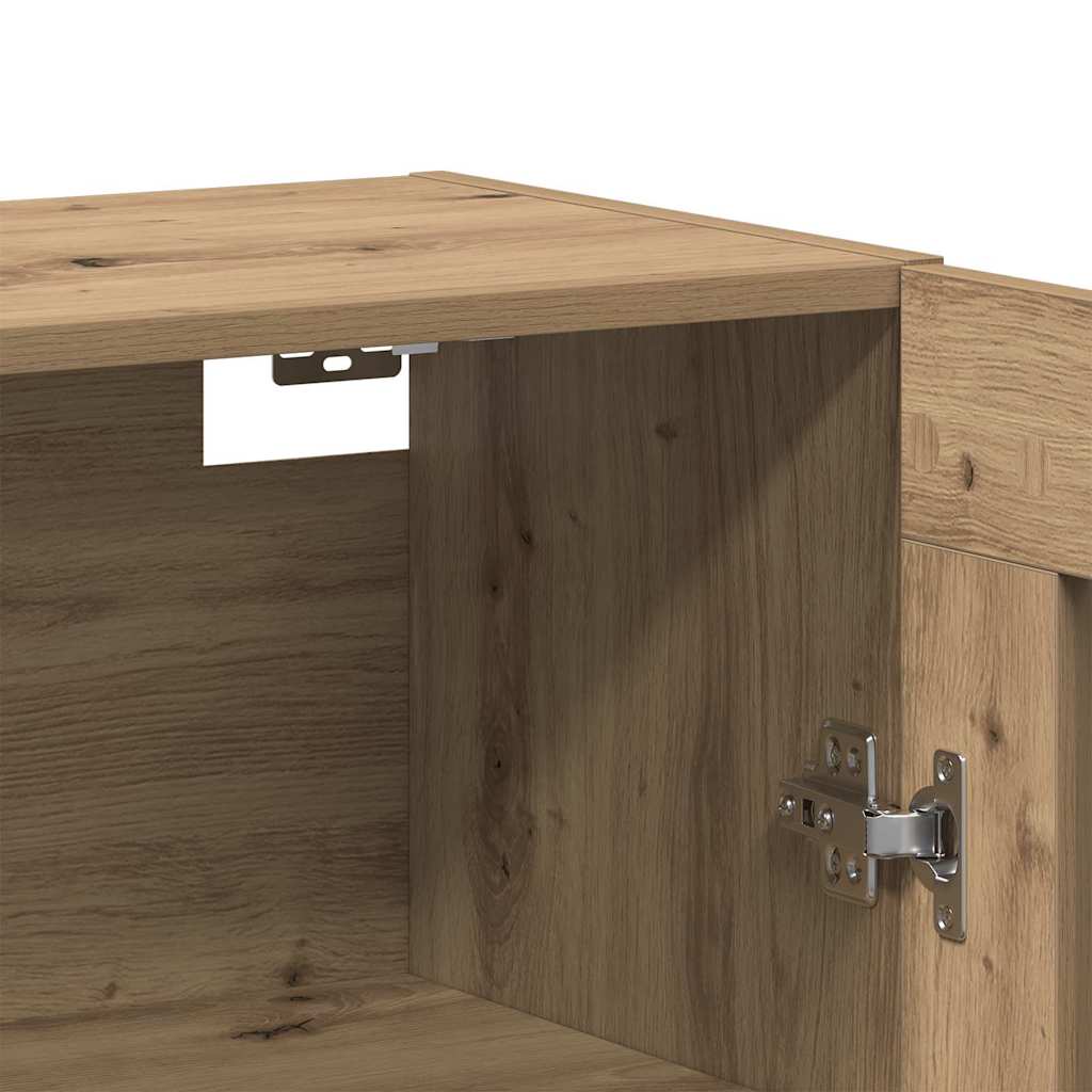 Armários Montados na Parede 2 pcs Carvalho Artesanal e Preto