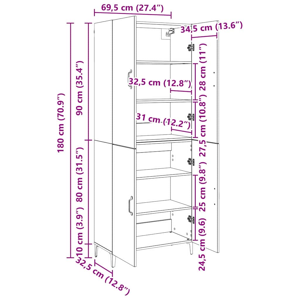 Buffê 2 pcs Madeira antiga Madeira processada