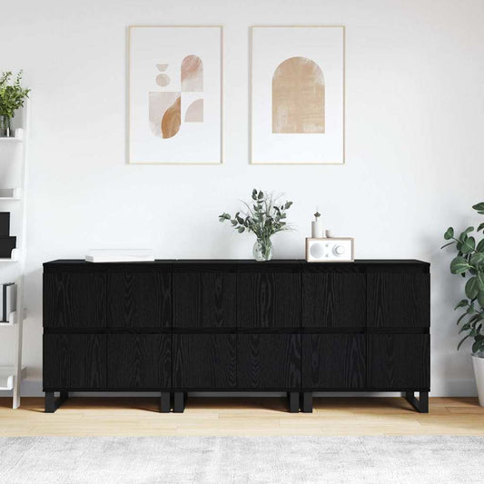 Buffet 3 pcs Carvalho Preto 60 x 35 x 70 cm