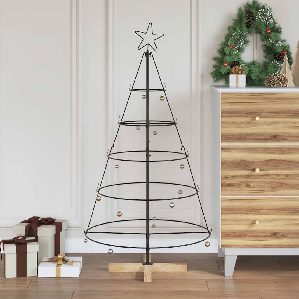 Árvore de Cone de Natal com suporte Preto 125 cm Aço