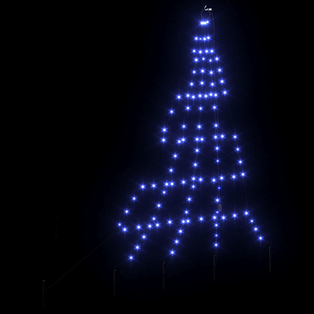 Árvore de Natal LED com Estacas para o Solo Azul 182 cm Metal