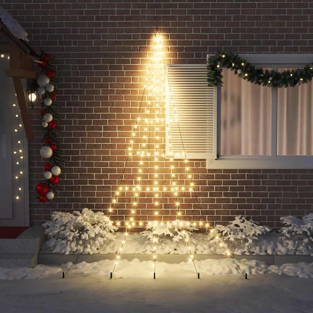 Árvore de Natal LED com Estacas para o Solo 306 cm Metal