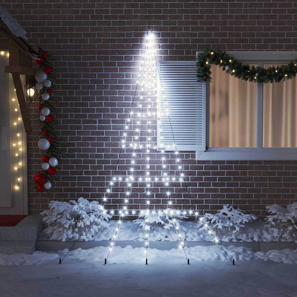 Árvore de Natal LED com Estacas para o Solo Branco frio 306 cm