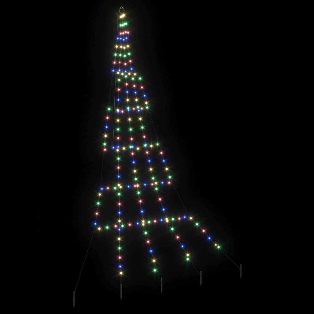 Árvore de Natal LED com Estacas para o Solo Multicolor 306 cm