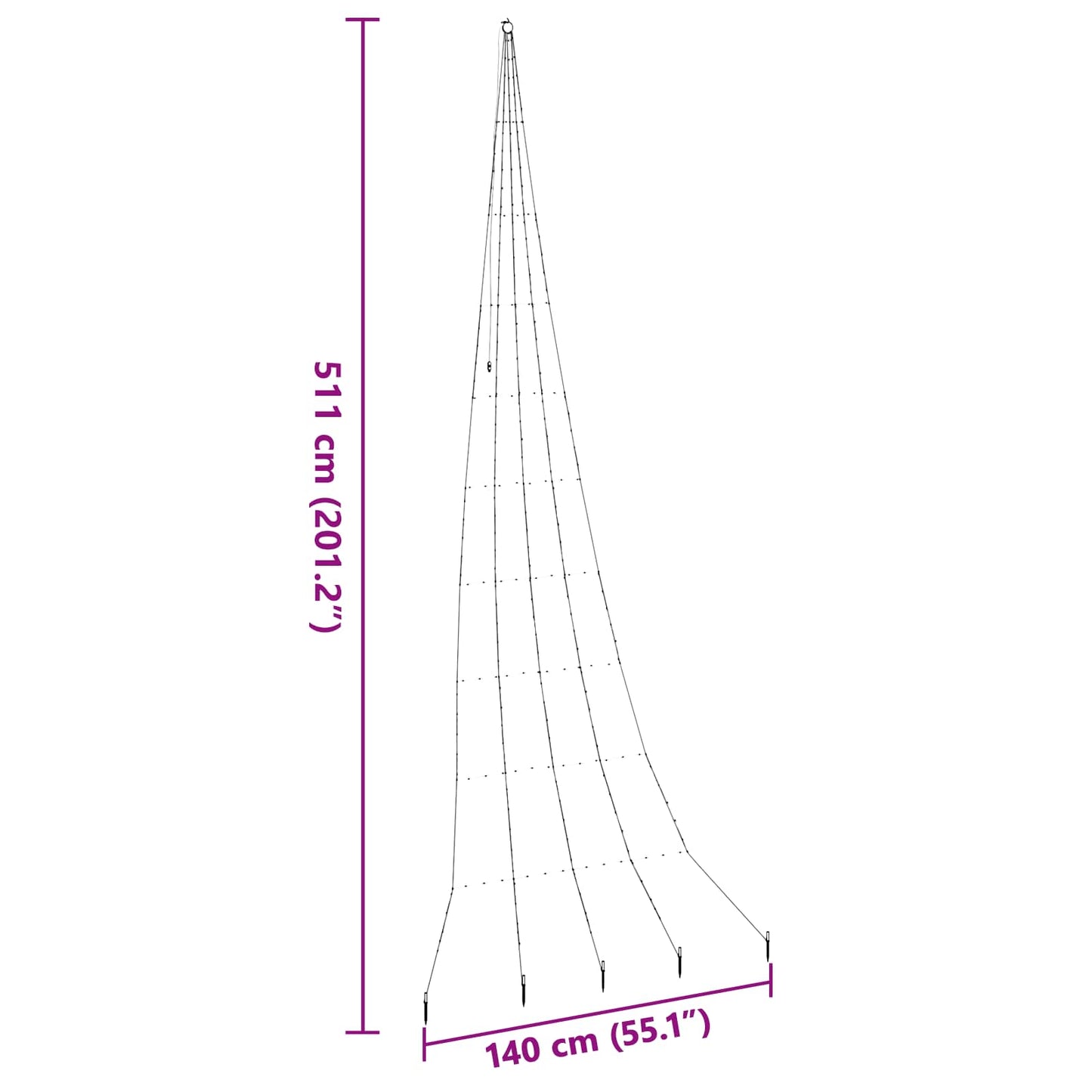 Árvore de Natal LED com Estacas para o Solo 511 cm Metal