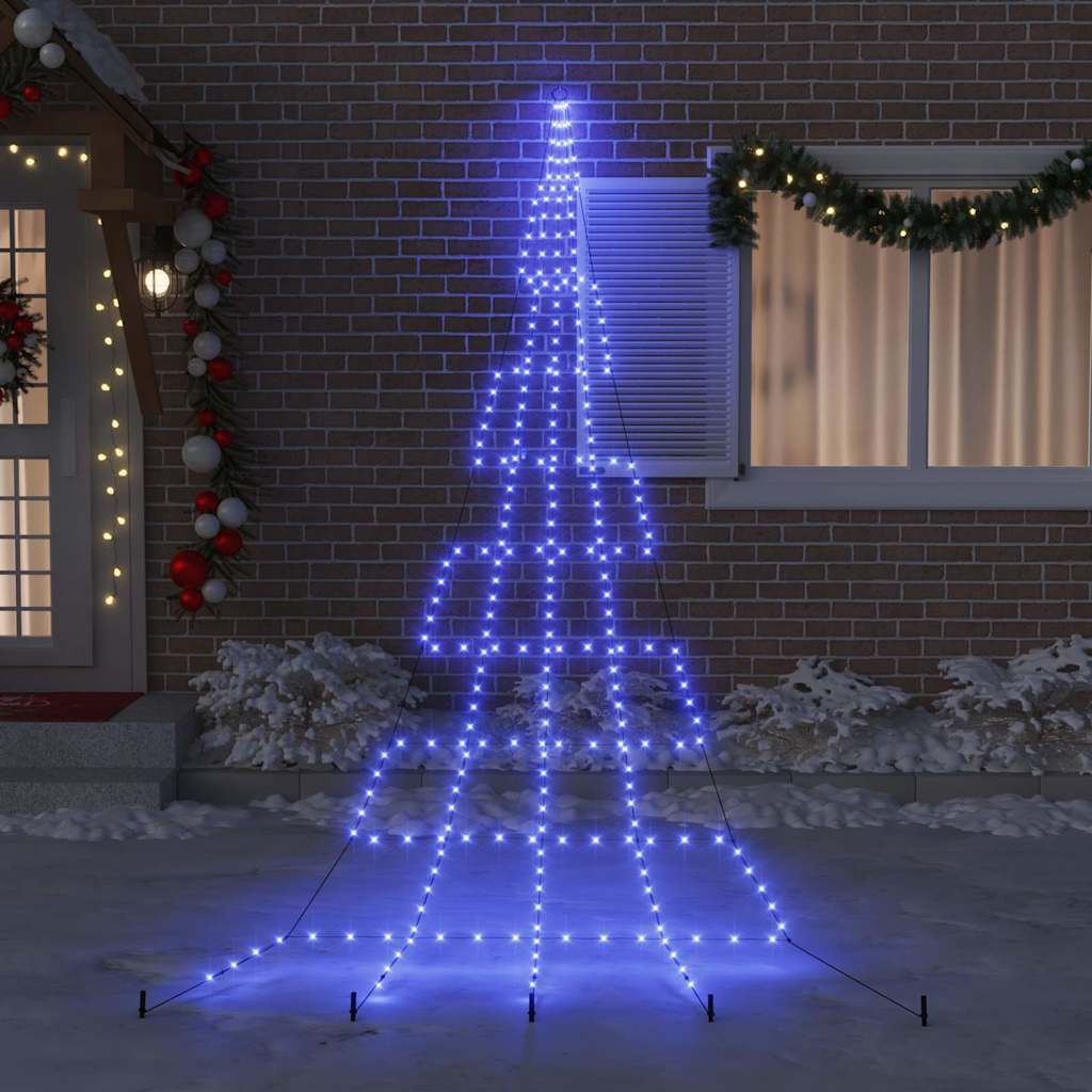 Árvore de Natal LED com Estacas para o Solo Azul 511 cm Metal