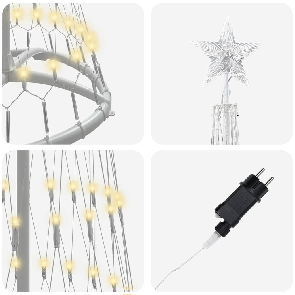 Árvore de Natal LED Branco quente 51 x 51 x 190 cm Metal