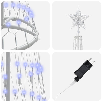 Árvore de Natal LED com 230 LEDs Azul 51 x 51 x 190 cm Metal