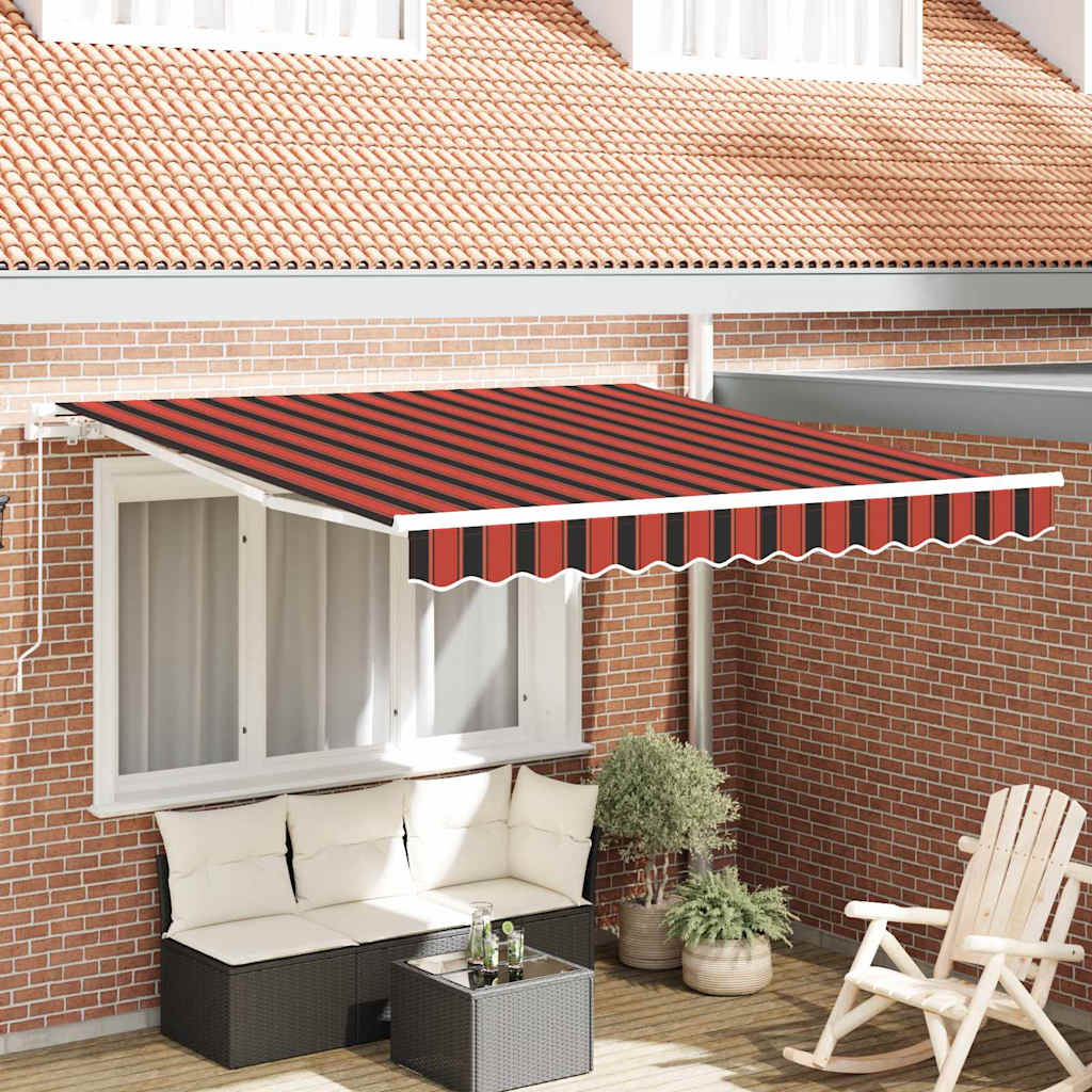 Toldo Retrátil Manual Laranja e Marrom 350 x 250 cm
