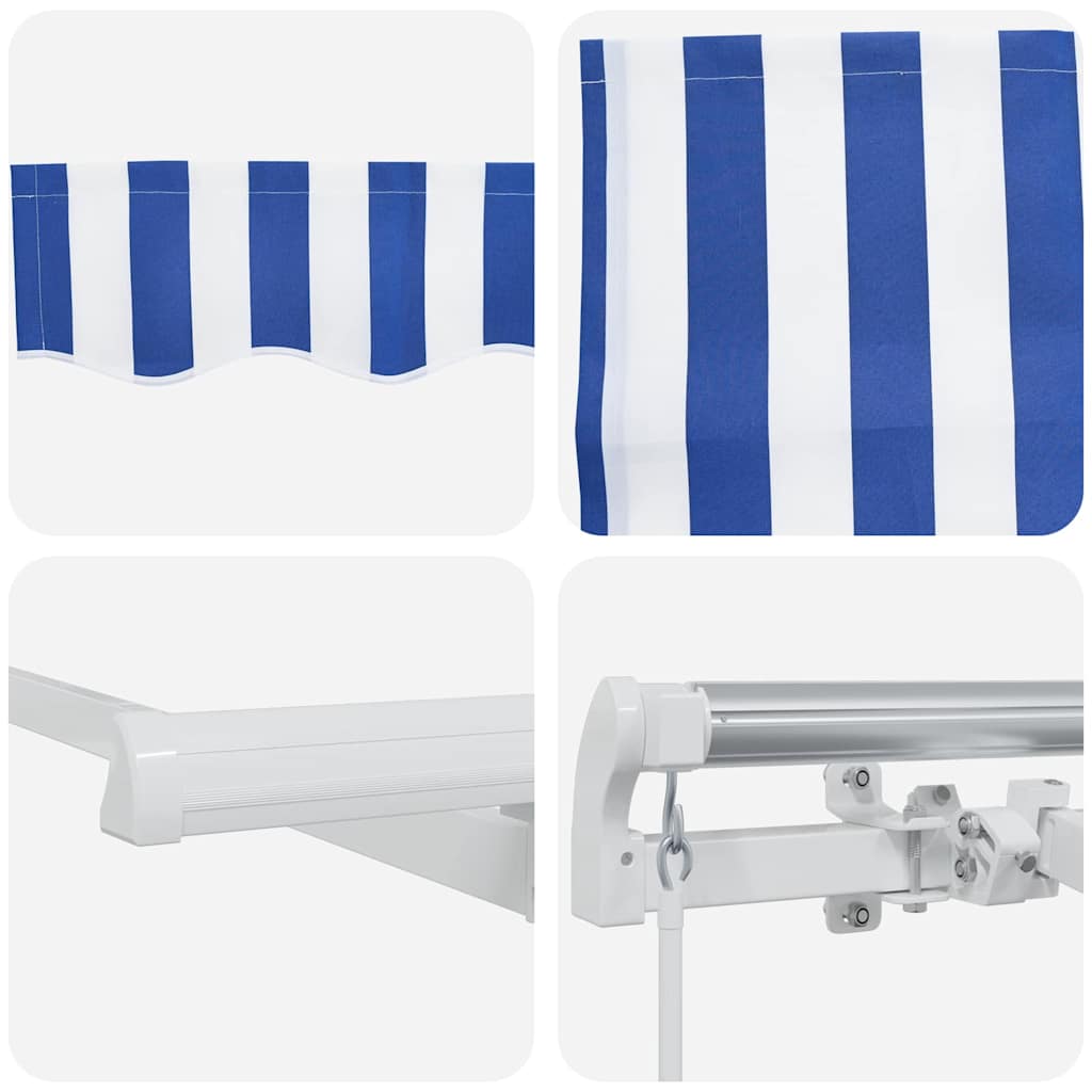 Toldo Retrátil Azul e Branco 600 × 300 cm Poliéster e Alumínio