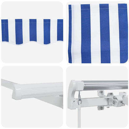 Toldo Retrátil Azul e Branco 600 × 300 cm Poliéster e Alumínio