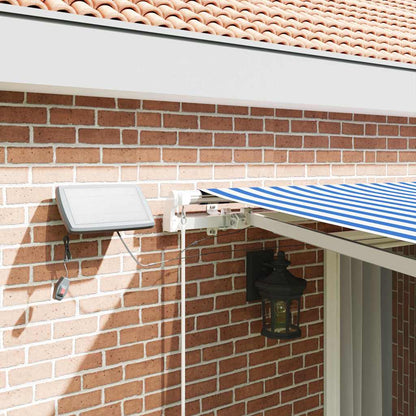 Toldo Retrátil Azul e Branco 450 × 300 cm Poliéster e Alumínio