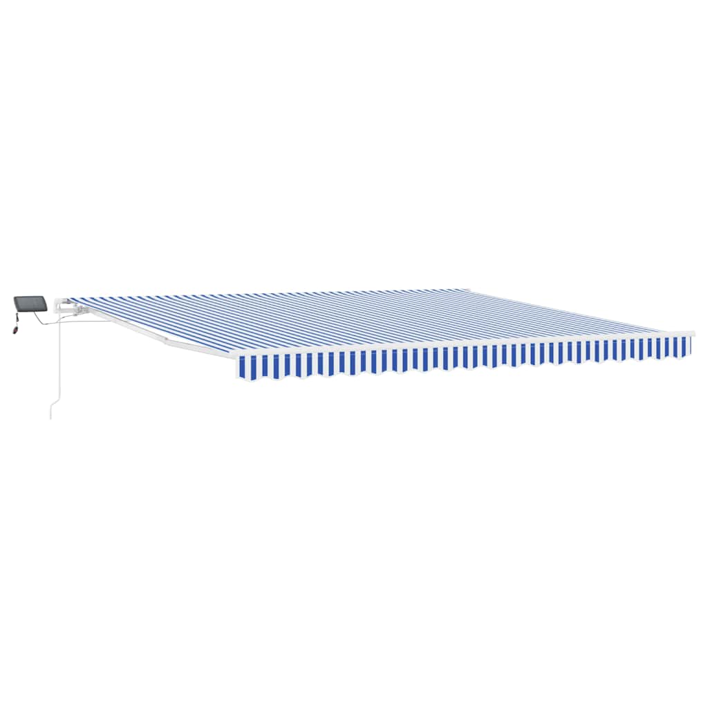 Toldo Retrátil Azul e Branco 450 × 300 cm Poliéster e Alumínio