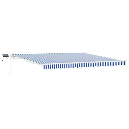 Toldo Retrátil Azul e Branco 450 × 300 cm Poliéster e Alumínio