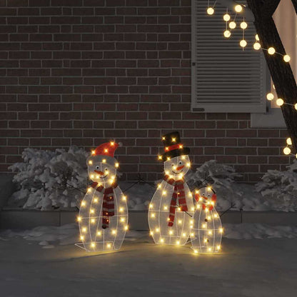 Família de Bonecos de Neve Iluminados 3 pcs Branco quente