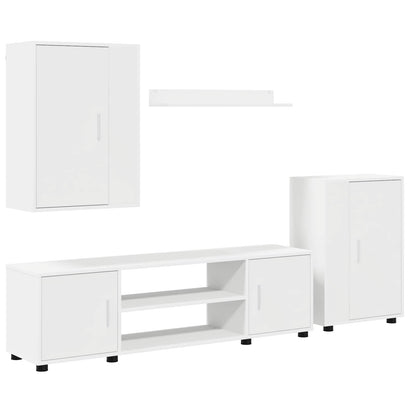 Conjunto de móvel de TV 4 pcs Branco Madeira processada
