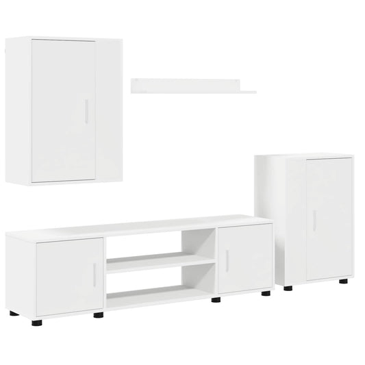 Conjunto de móvel de TV 4 pcs Branco Madeira processada
