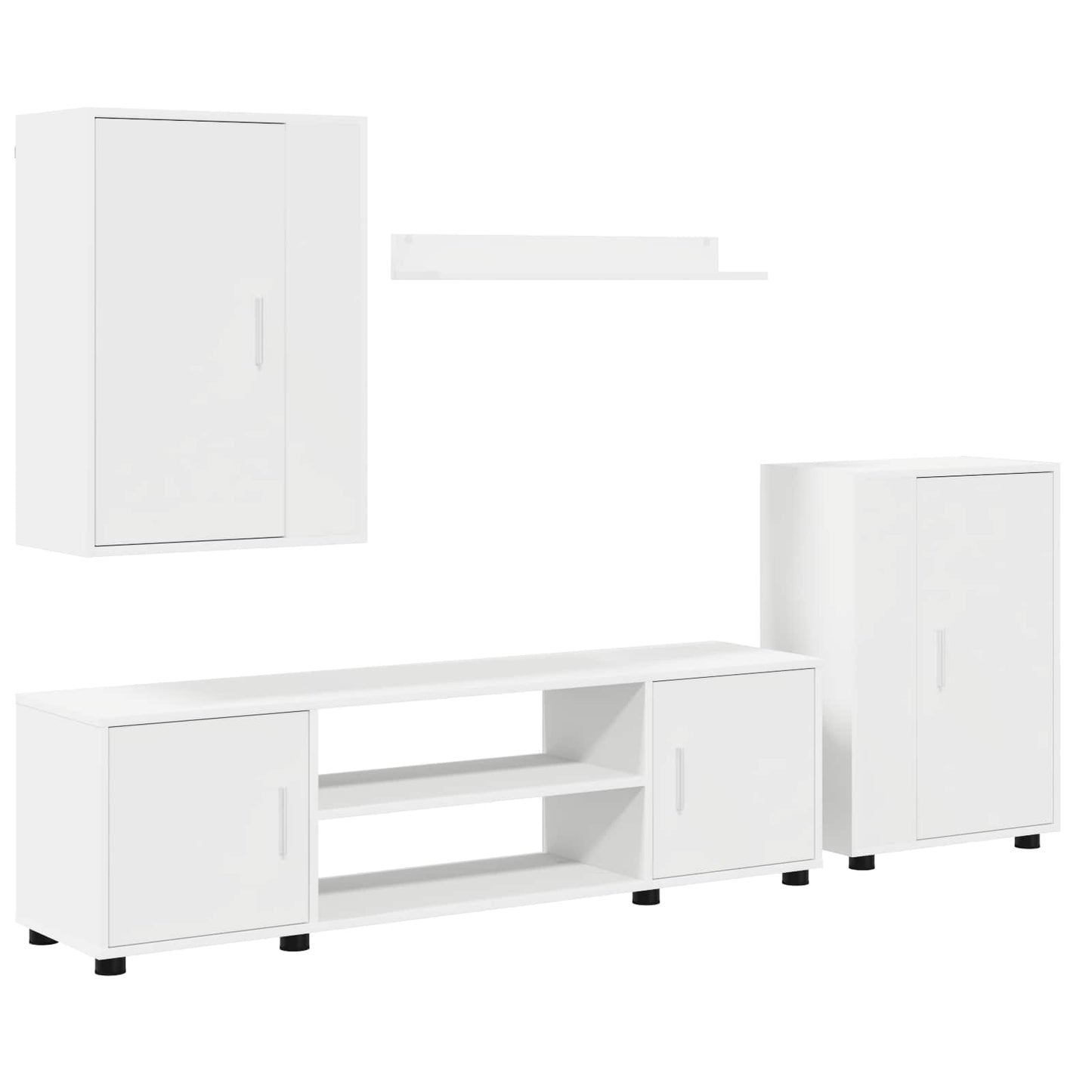 Conjunto de móvel de TV 4 pcs Branco Madeira processada
