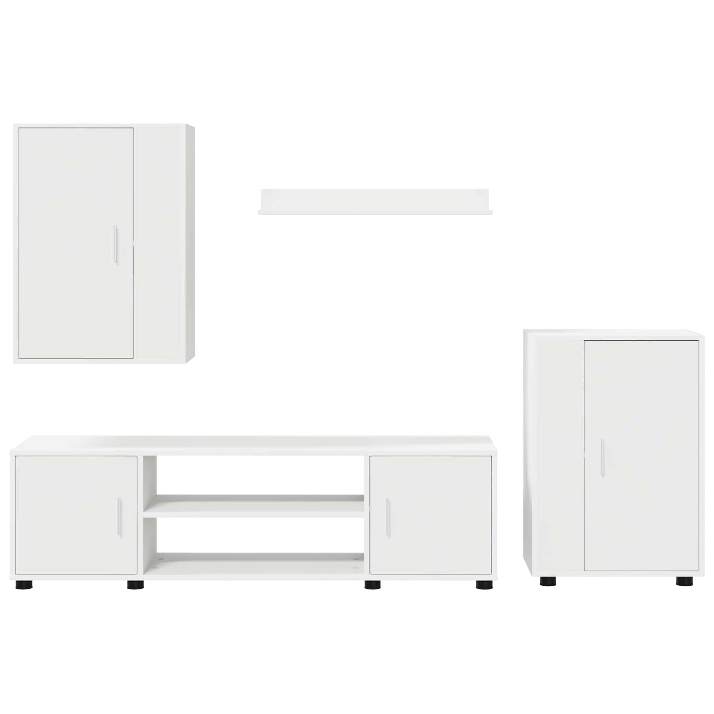 Conjunto de móvel de TV 4 pcs Branco Madeira processada