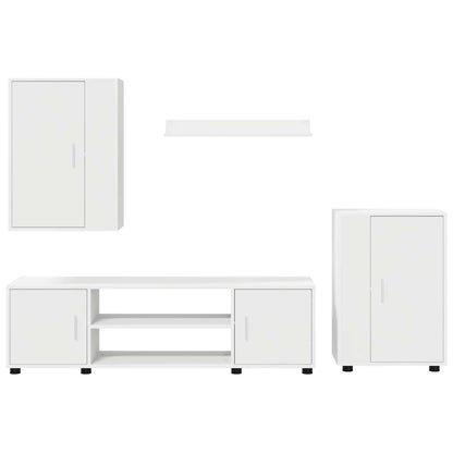 Conjunto de móvel de TV 4 pcs Branco Madeira processada