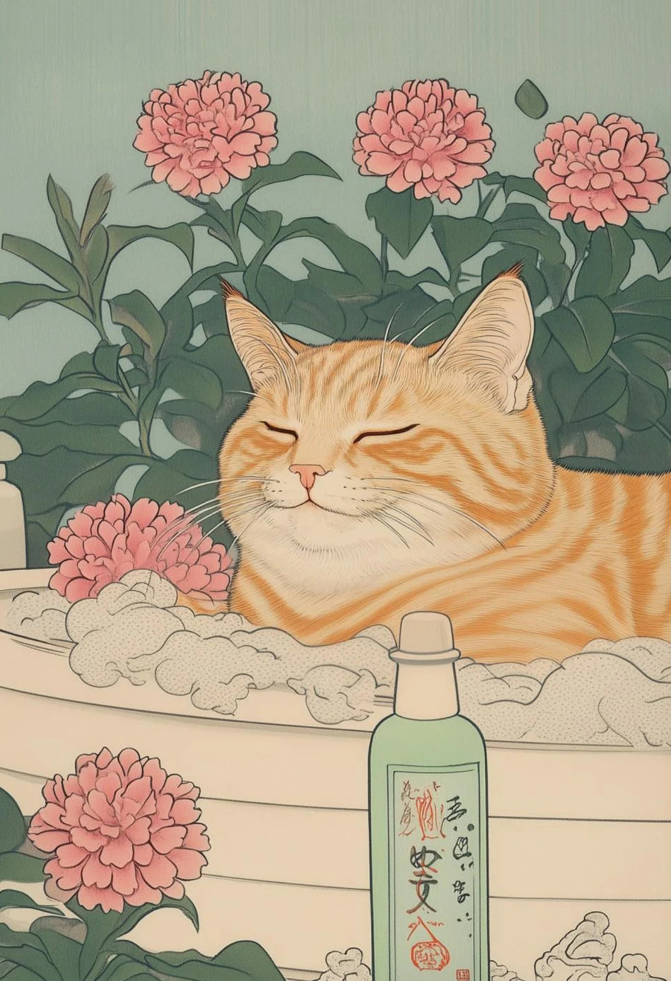 Poster Japonês inspirado em gatos