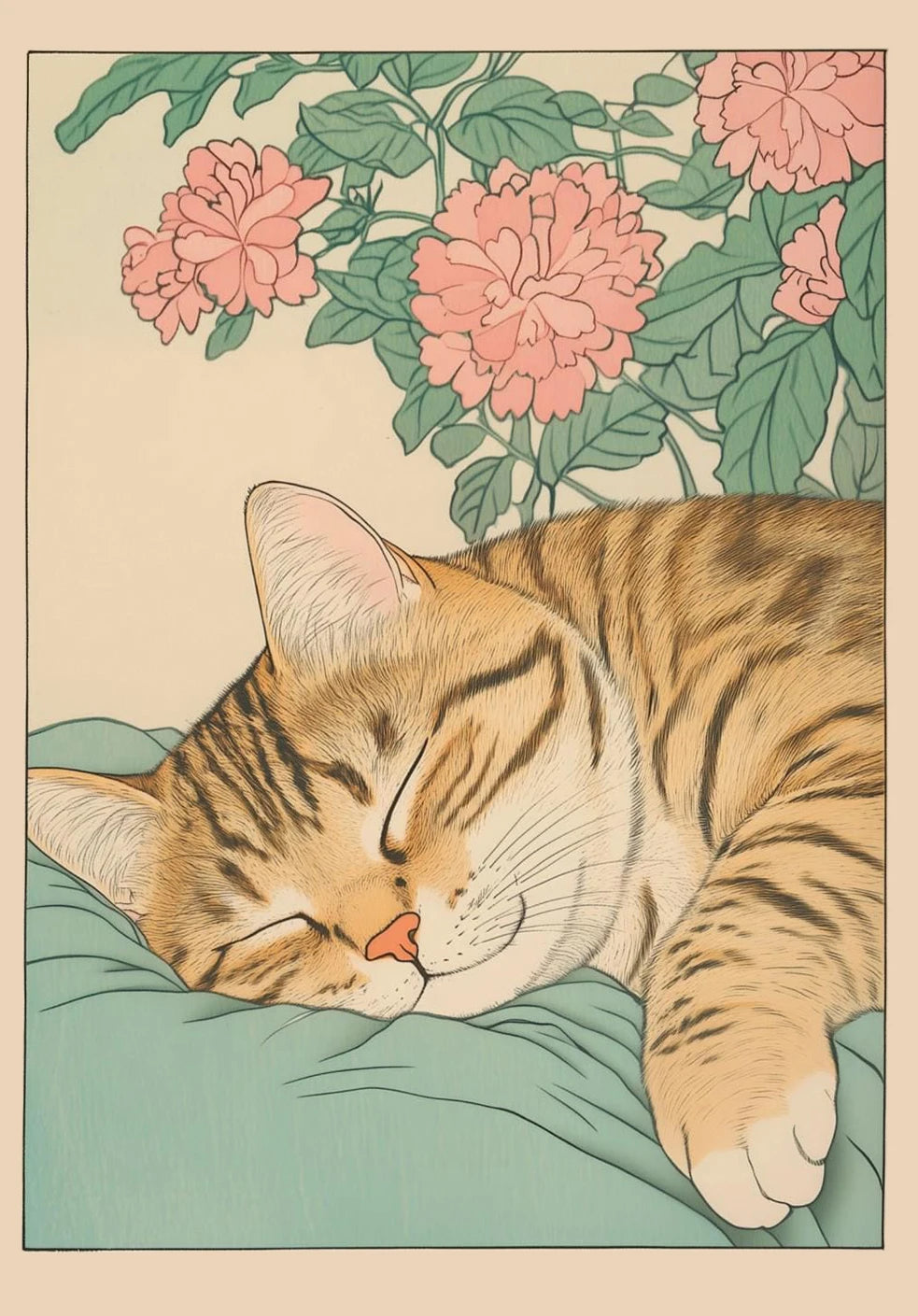 Poster Japonês inspirado em gatos