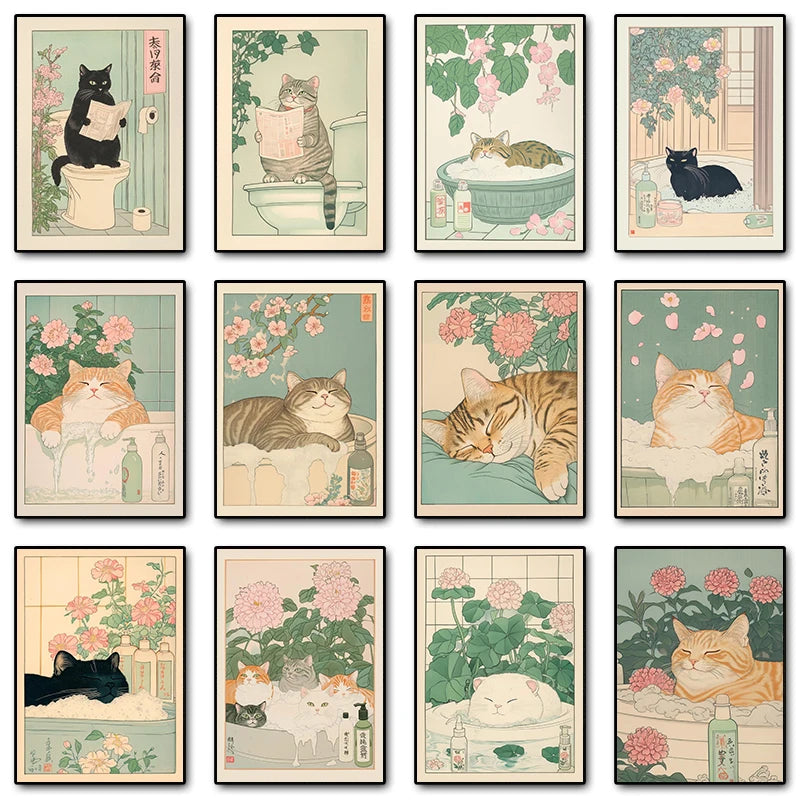 Poster Japonês inspirado em gatos