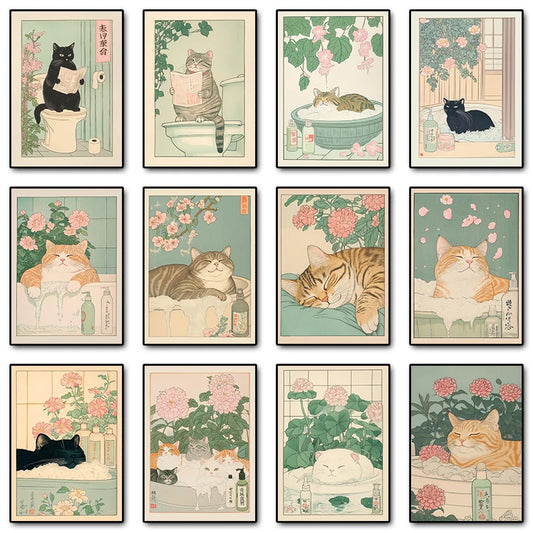 Poster Japonês inspirado em gatos