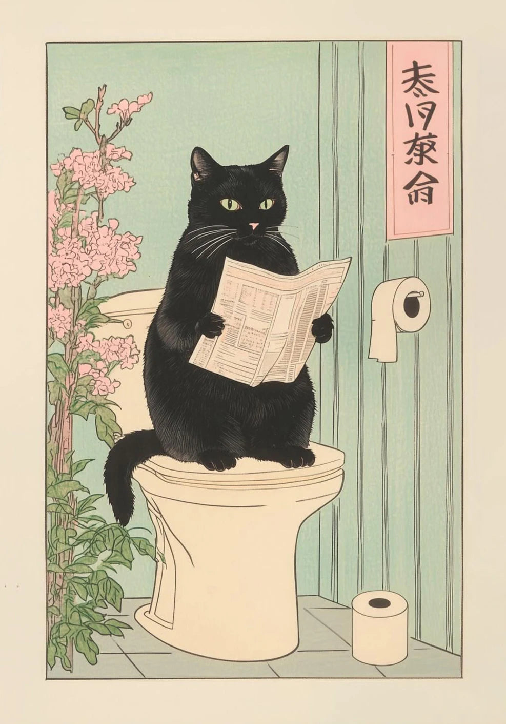 Poster Japonês inspirado em gatos