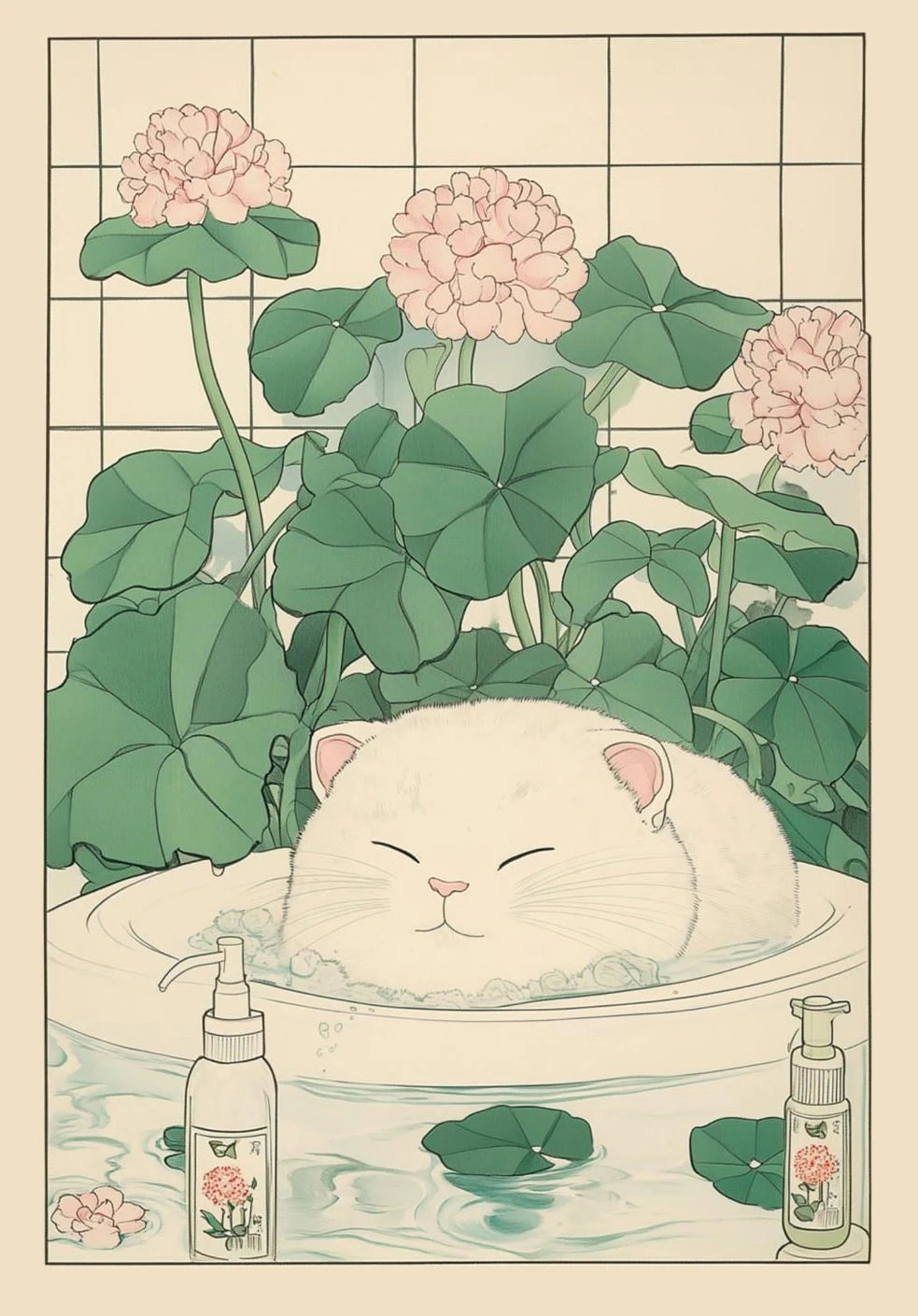 Poster Japonês inspirado em gatos